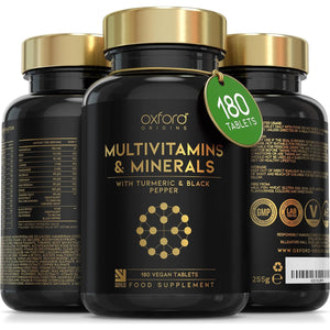 Award Winning A-Z Multivitamins and Minerals Boosted with Turmeric | Made in the UK | Vegan Multivitamin Tablets for Women & Men | 100% NRV Multivitamin with 27 Key Nutrients | 180 Capsules