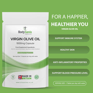 Bodygenix Virgin Olive Oil Capsules - 1000Mg Omega 3,6 Antioxidant Formula Heart Bone Health Weight Management Support Natural Supplement - 120 Caps 4 Month Supply