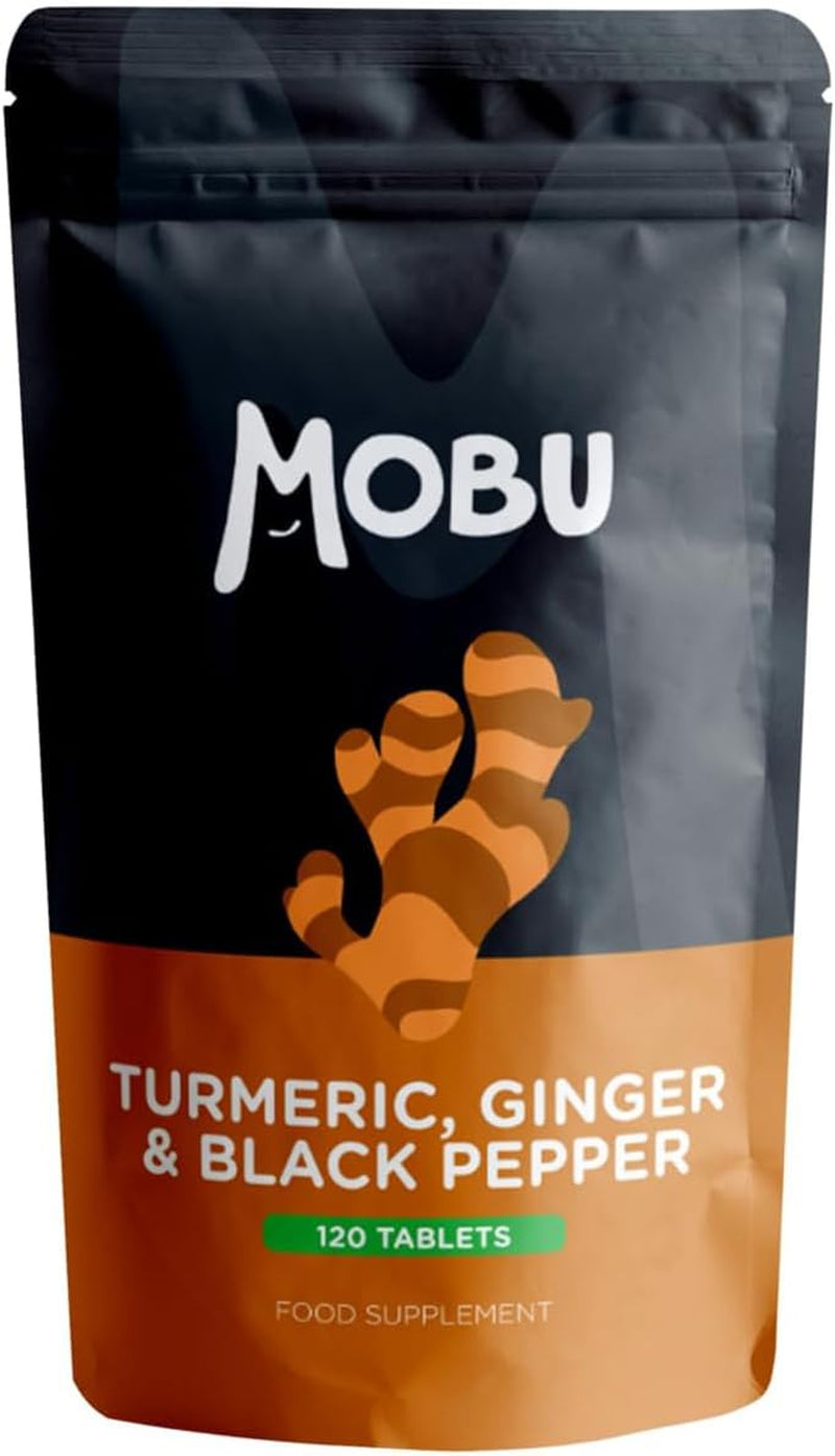 Turmeric 2000Mg with Black Pepper & Ginger 120 Tablets | High Strength Curcumin Supplement | Turmeric and Black Pepper Tablets Anti-Inflammatory | Vegan UK Made | GMP Approved | MOBU