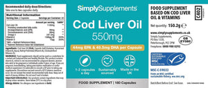 Pure Cod Liver Oil 550Mg | Rich in Essential Fatty Acid with EPA, DHA & Omega 3 | with Added Vitamin a & D | 360 Soft-Gel Capsules = up to 1 Year Supply | UK Made
