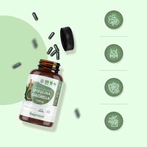 Organic Spirulina and Chlorella Capsules - 80 Days Supply - 240 Capsules - Soil Association Certified - Nutrient-Rich Algae Superfoods - Chlorella and Spirulina Herbal Supplements with No Additives