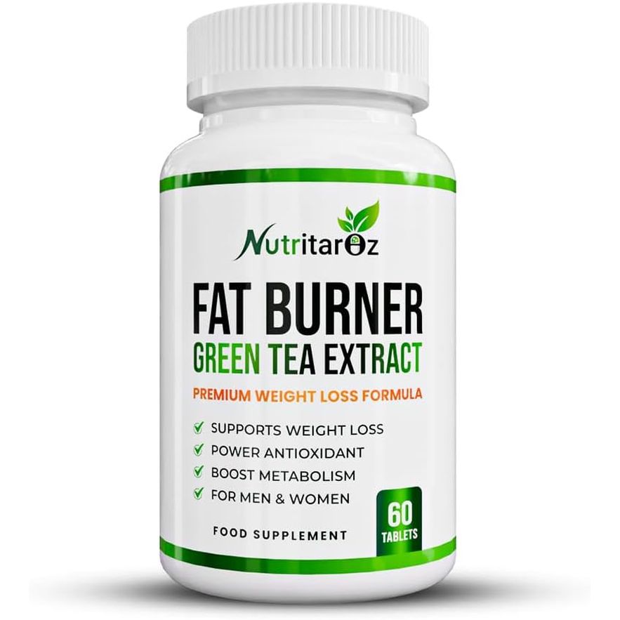 Fat Burner - Weight Loss Pills for Men & Women, Slimming Supplement with Green Tea Extract to Improve Metabolism & Energy, Appetite Suppressant, Diet Supplement - 60 Vegetarian Tablets - Nutritaroz