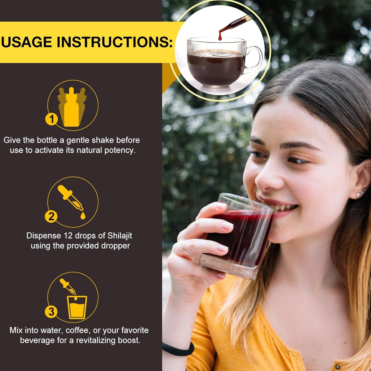 Pure Shilajit Liquid Drops, Natural Shilajit Resin Shilajit with 85+ Trace Minerals & Fulvic Acid, Strength & Stamina Booster for Men and Women