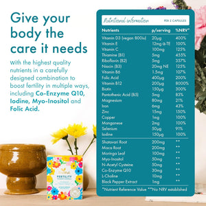 Fruitful Fertility Supplements for Women – Prenatal & Pregnancy Vitamins with Folic Acid Vitamin D & Coenzyme Q10 – Supports Natural Conception & Reproductive Health – 60 Capsules