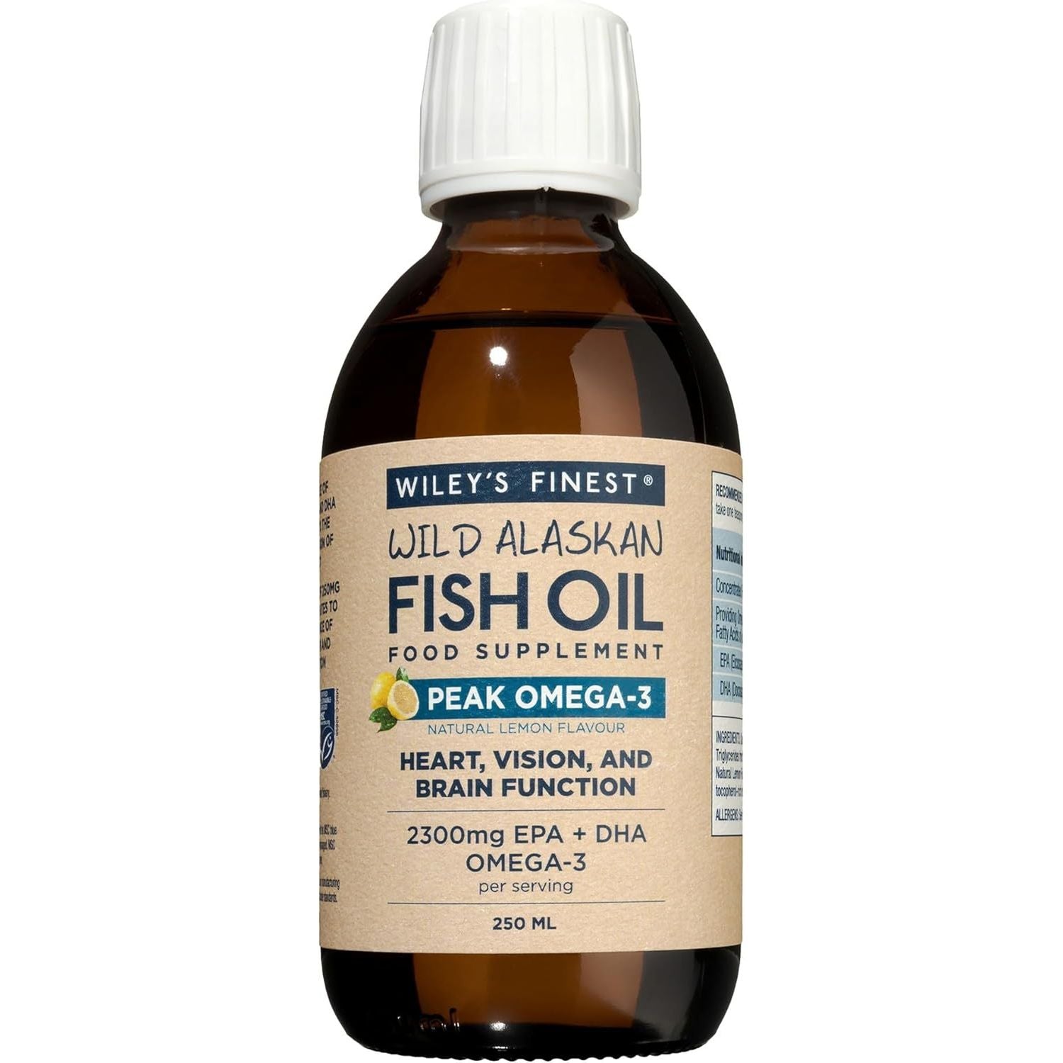 Wiley'S Finest Wild Alaskan Fish Oil Peak Omega-3 Liquid Supplement - 2300Mg EPA and DHA Omega-3S - Lemon Flavor - 8.45 Oz (50 Servings)