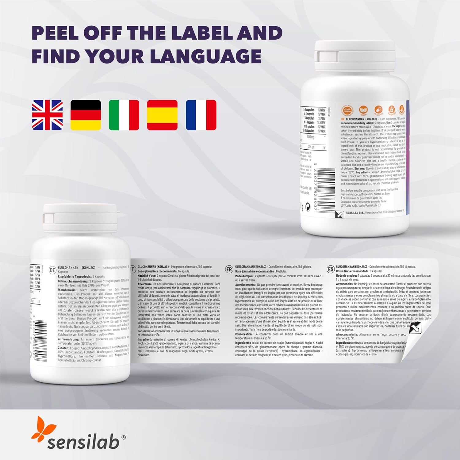 Glucomannan (Konjac) 3000 Mg High Dose Capsules with Chromium, Vegan, Additives Free, Allergen Free, Non-Gmo, 180 Capsules by Sensilab Essentials