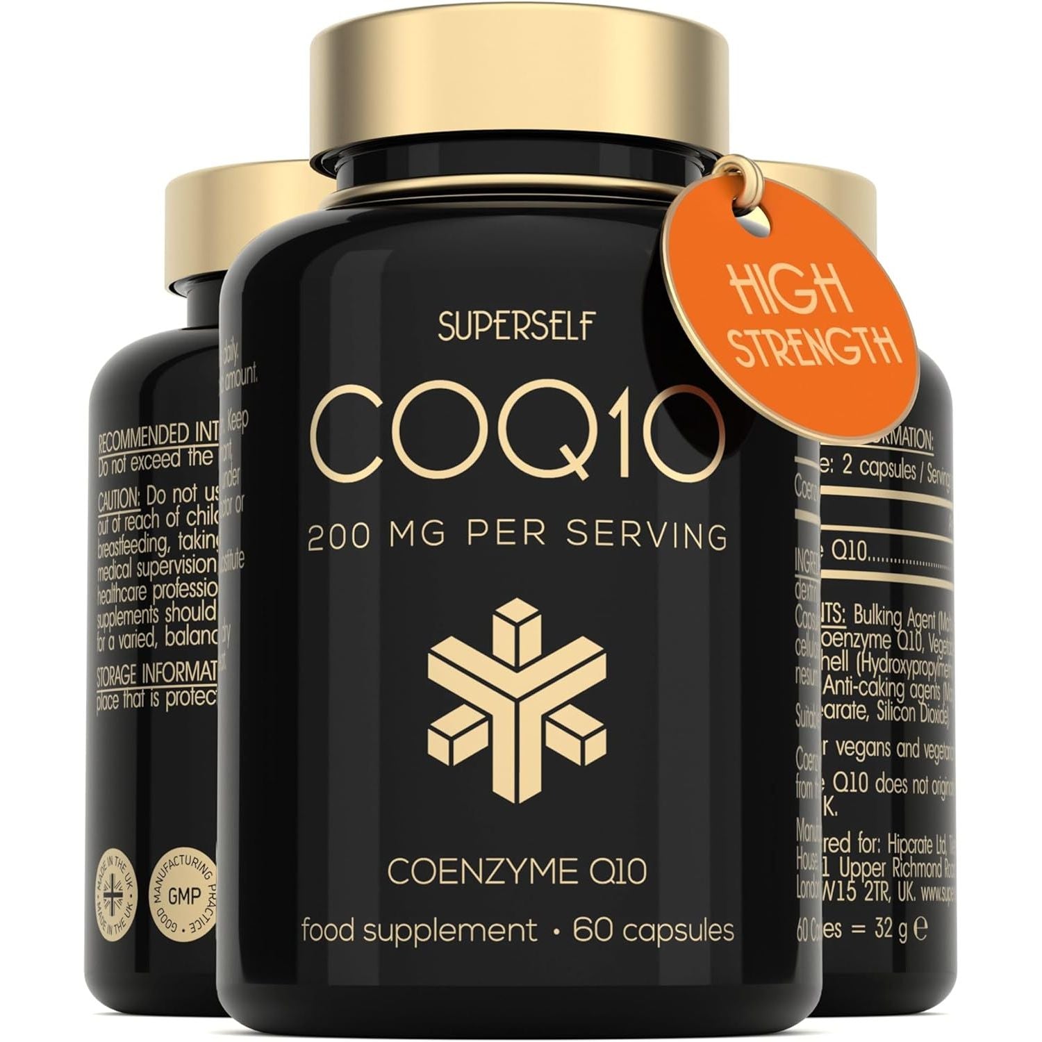 Coq10 Supplement - Coenzyme Q10 High Strength 200Mg - 60 Capsules - Heart Health & Antioxidant - Vegan Naturally Fermented Ubiquinone - Co Enzyme CQ10 High Absorption - UK Made