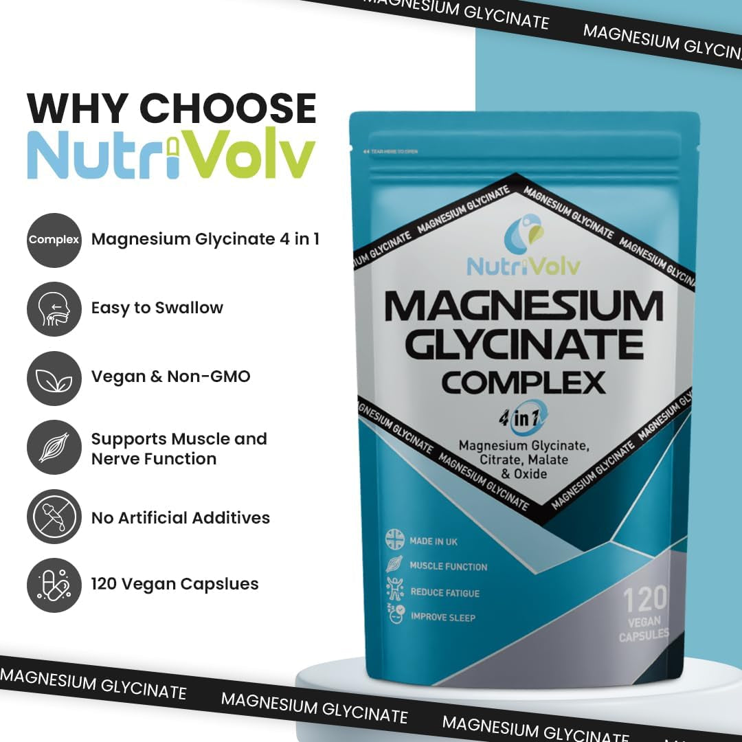 Magnesium Glycinate 4-In-1 Complex 1900Mg | 446Mg Elemental Magnesium Super Strength Supplement as Glycinate, Citrate, Malate, Oxide | 120 Capsules | High Absorption | Vegan UK Made