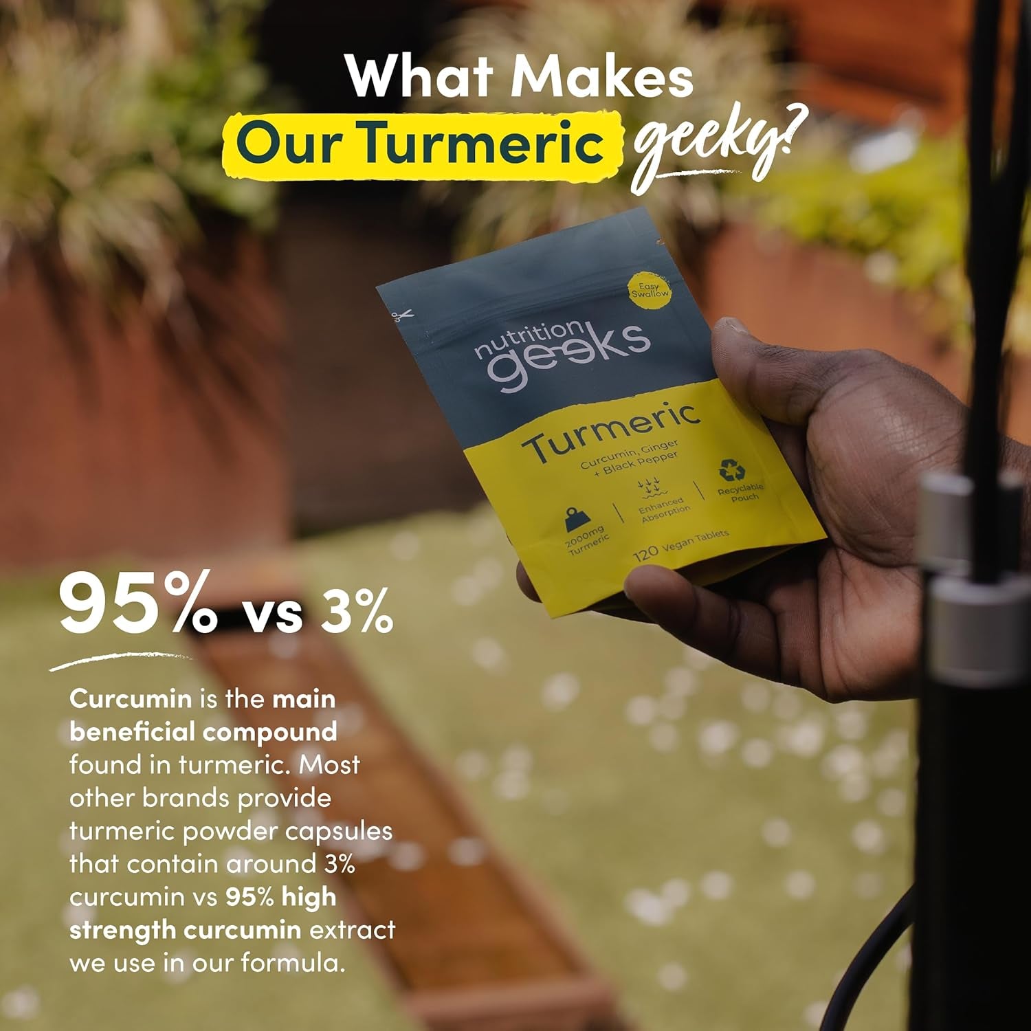 Turmeric Tablets 2000Mg with Black Pepper & Ginger - 120 High Strength Curcumin Supplements - Easy Swallow Tablets (Not Turmeric Capsules or Powder) - Vegan - UK Made