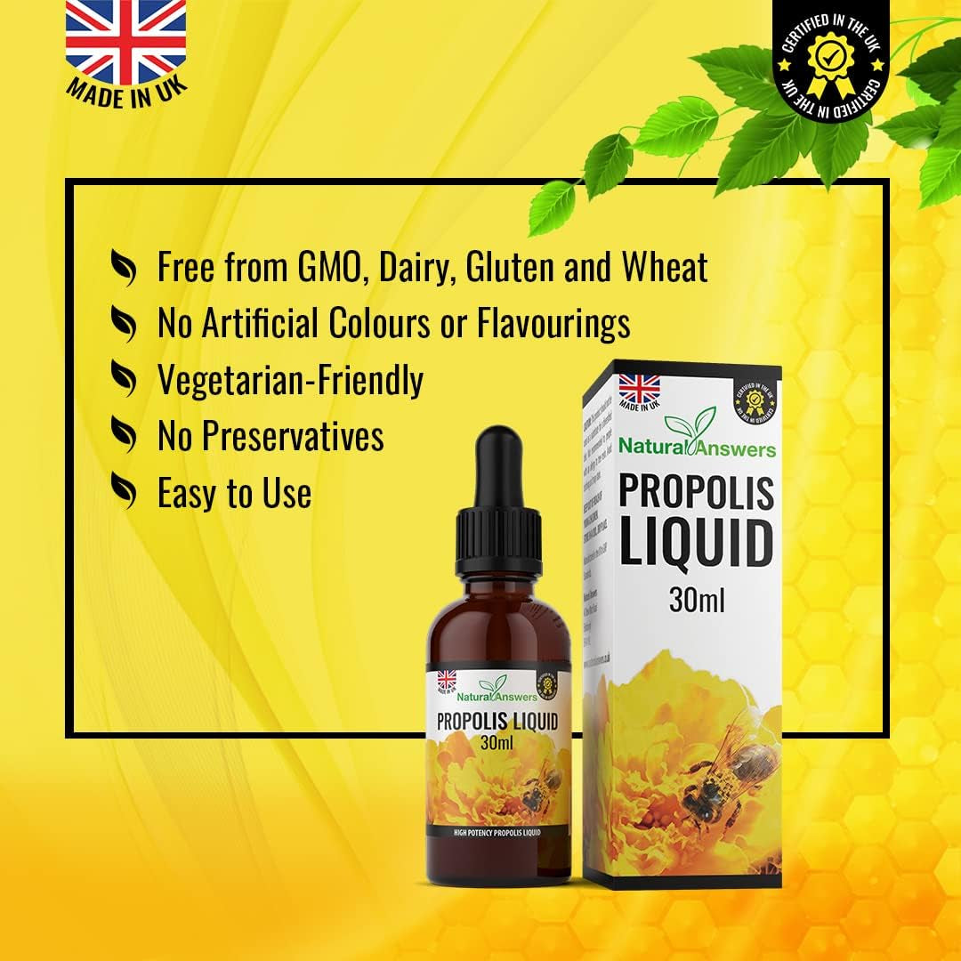 Bee Propolis Liquid 30Ml (1 Bottle) Alcohol-Free Propolis Liquid Extract Tincture Skin Healing Throat and Mouth Health by Natural Answers. -