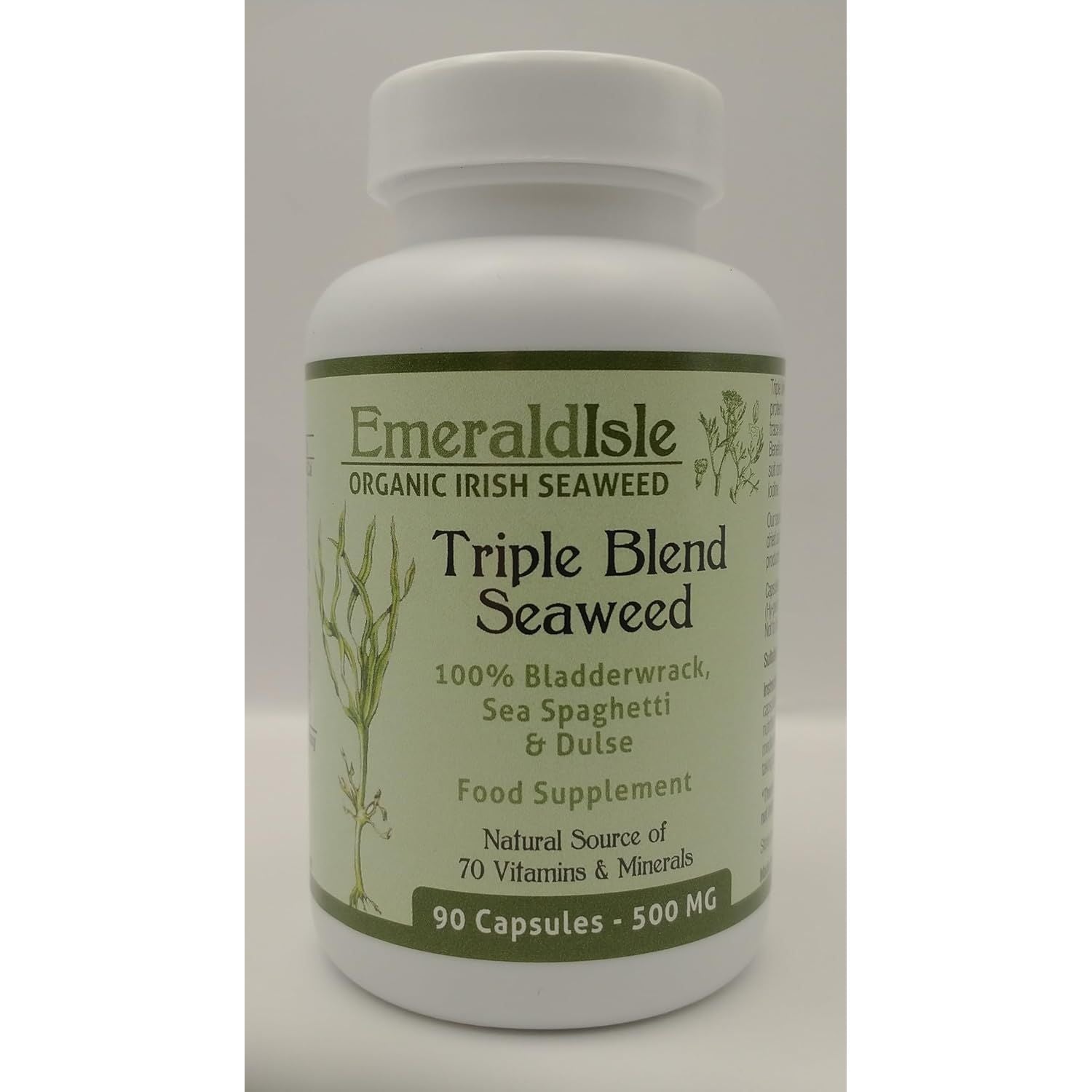 Triple Blend Seaweed Tablets 500 Mg 90 Capsules Certified Organic Harvested in North Atlantic Coast of Ireland