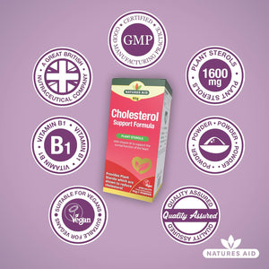 Natures Aid Cholesterol Support Formula, with Plant Sterols & Vitamin B1, 90 G Powder,145600