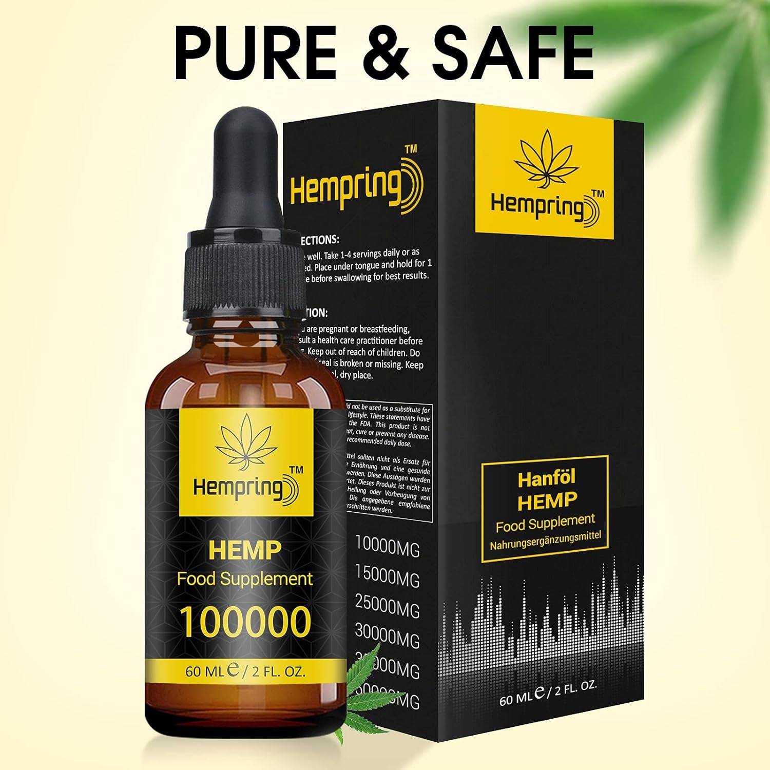 Natural Oil, Premium High Strength Oil 100000Mg, 60ML Maximum Value Natural Supplement Vegan & Vegetarian Friendly