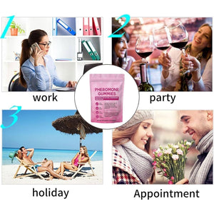 60 Feminine Balance Gummies, Premium Pheromone Gummies for Women, Enhance Your Social Appeal and Self-Confidence, Vegan and Gluten-Free, Gmo-Free, Strawberry Flavour - 30 Servings
