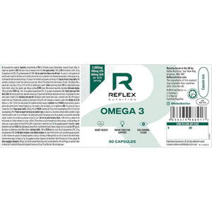 Reflex Nutrition Omega 3 - Omega 3 Capsules High Strength: 1000Mg Fish Oil Supplement with 330Mg EPA & 220Mg DHA - Support Heart Health & Brain Function - Maintain Normal Blood Pressure (90 Capsules)