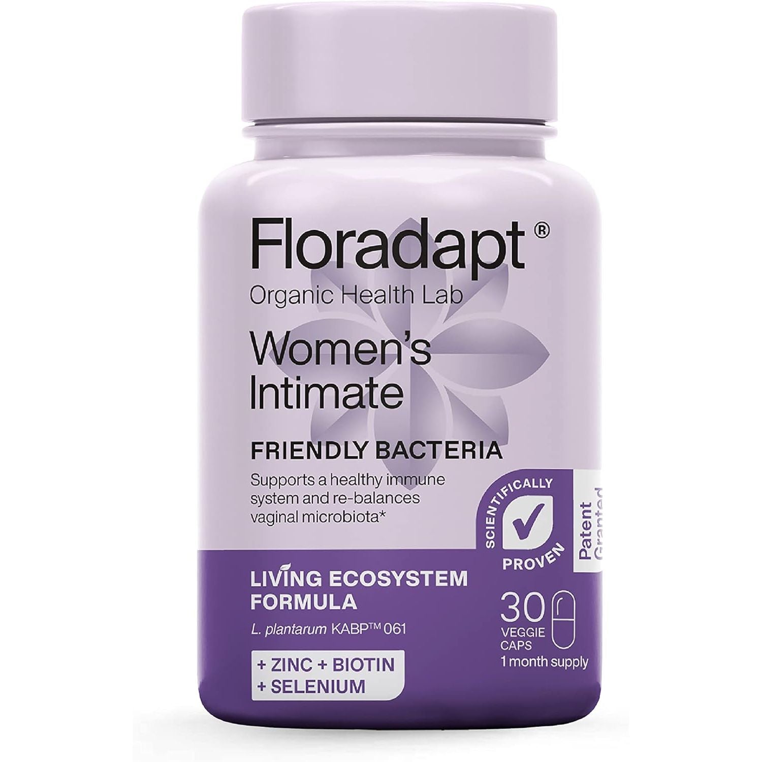 Floradapt Women'S Intimate Probiotics for Yeast Infection | Vegan & Certified Organic Candida Support Women Capsules | Thrush Treatment & Vaginal Health for Ladies | (30 Days Serving)
