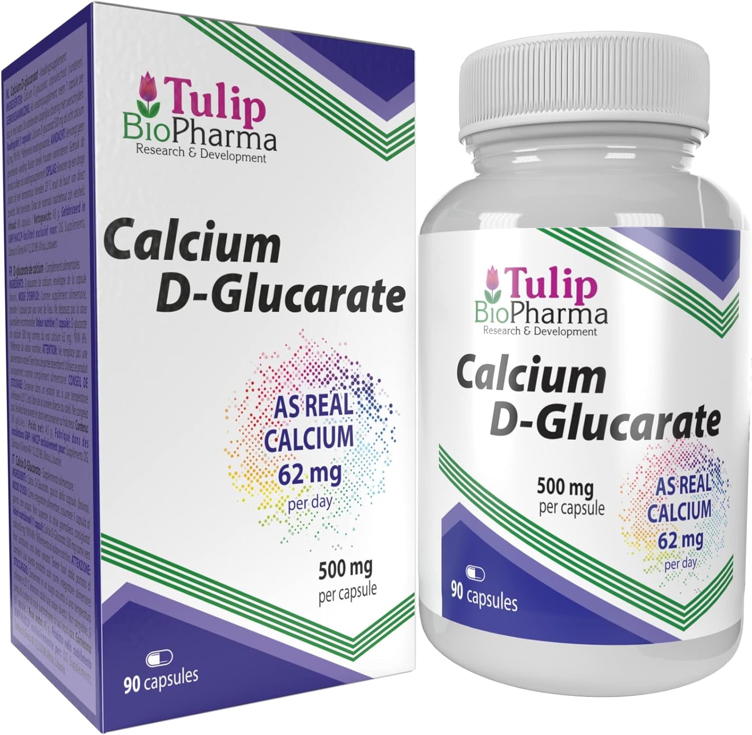 Tulip Biopharma Calcium D-Glucarate 500Mg 90 Capsules, 3Rd Party Lab Tested, High Strength Supplement, No Fillers or Bulkers, Gluten and GMO Free