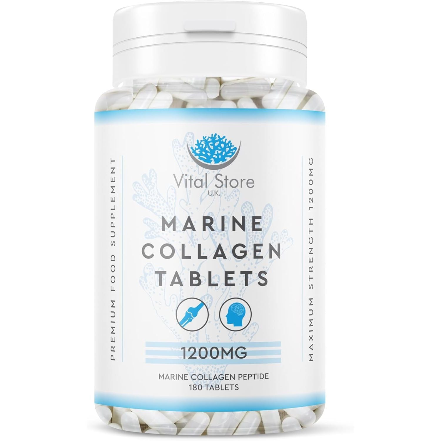 Marine Collagen Tablets 180 Days Supply High Strength Collagen Tablets - Hydrolyzed Dairy & Gluten Free for Skin, Hair, and Muscle & Joints - 6 Months Supply