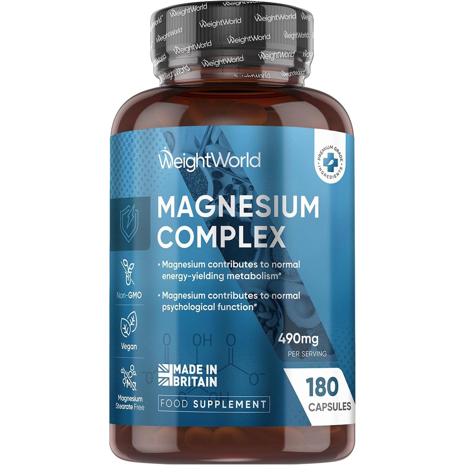Magnesium Glycinate 4-In-1 Complex | 180 Capsules | 400Mg Elemental Magnesium | 3 Months Supply | with Citrate, Bisglycinate, Taurate & Malate | Added L-Leucine 90Mg | Vegan & Non-Gmo | Made in the UK