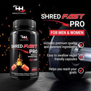 Shredfast Pro - Advanced Thermogenic Supplement with Phenelean™ - Fast Acting for Women & Men - 60 Capsules - 30 Days Supply - Keto, Vegetarians & Vegan Friendly.
