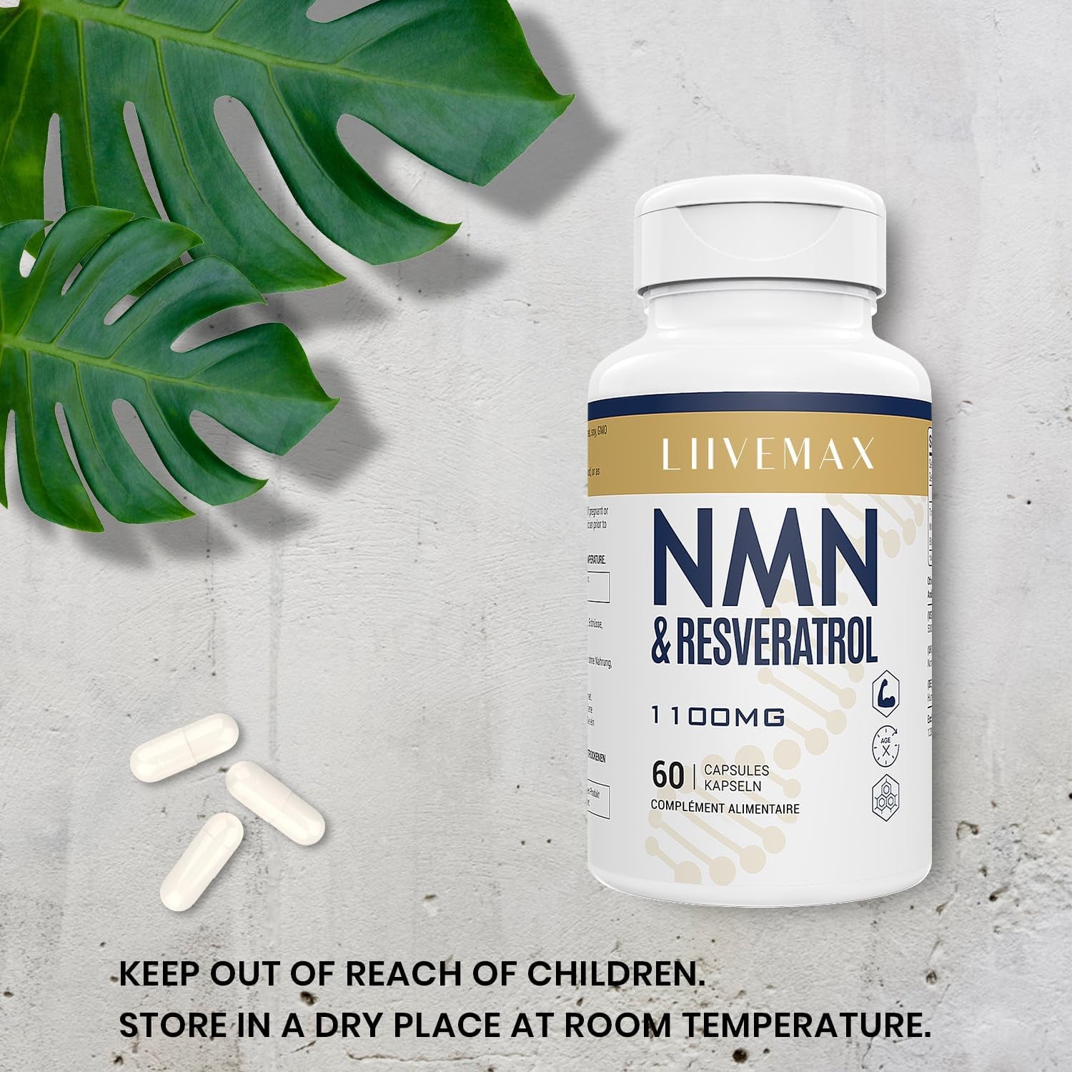 NAD+ & Trans-Resveratrol Complex 1100Mg | Anti-Aging Antioxidant Supplement | Enhanced with Black Pepper Extract for Superior Absorption (60 Count, (Pack of 1))