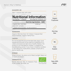 Organic Wild Yam Extract 5000Mg - High Strength 10:1 Dioscorea Opposita Extract Supplement - 90 Vegan Capsules (3 Month Supply) - by Alpha01