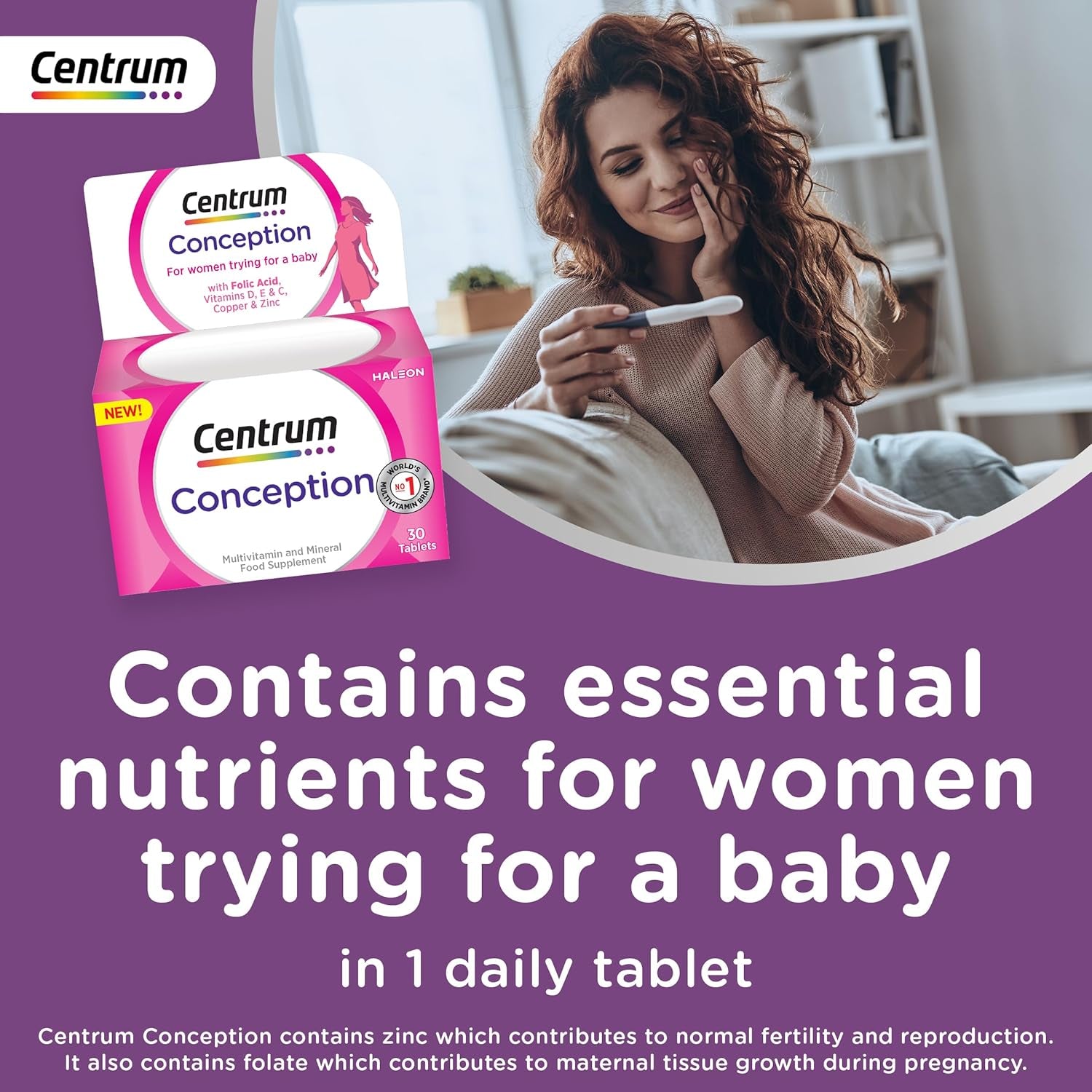Centrum Conception Vitamins for Women, Fertility Supplements with 400_G Folic Acid, 30 Tablets