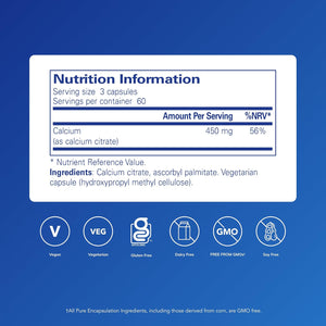 Pure Encapsulations Calcium (Citrate) - Highly Absorbable Calcium Citrate Supplement - for Bones and Teeth - 180 Capsules