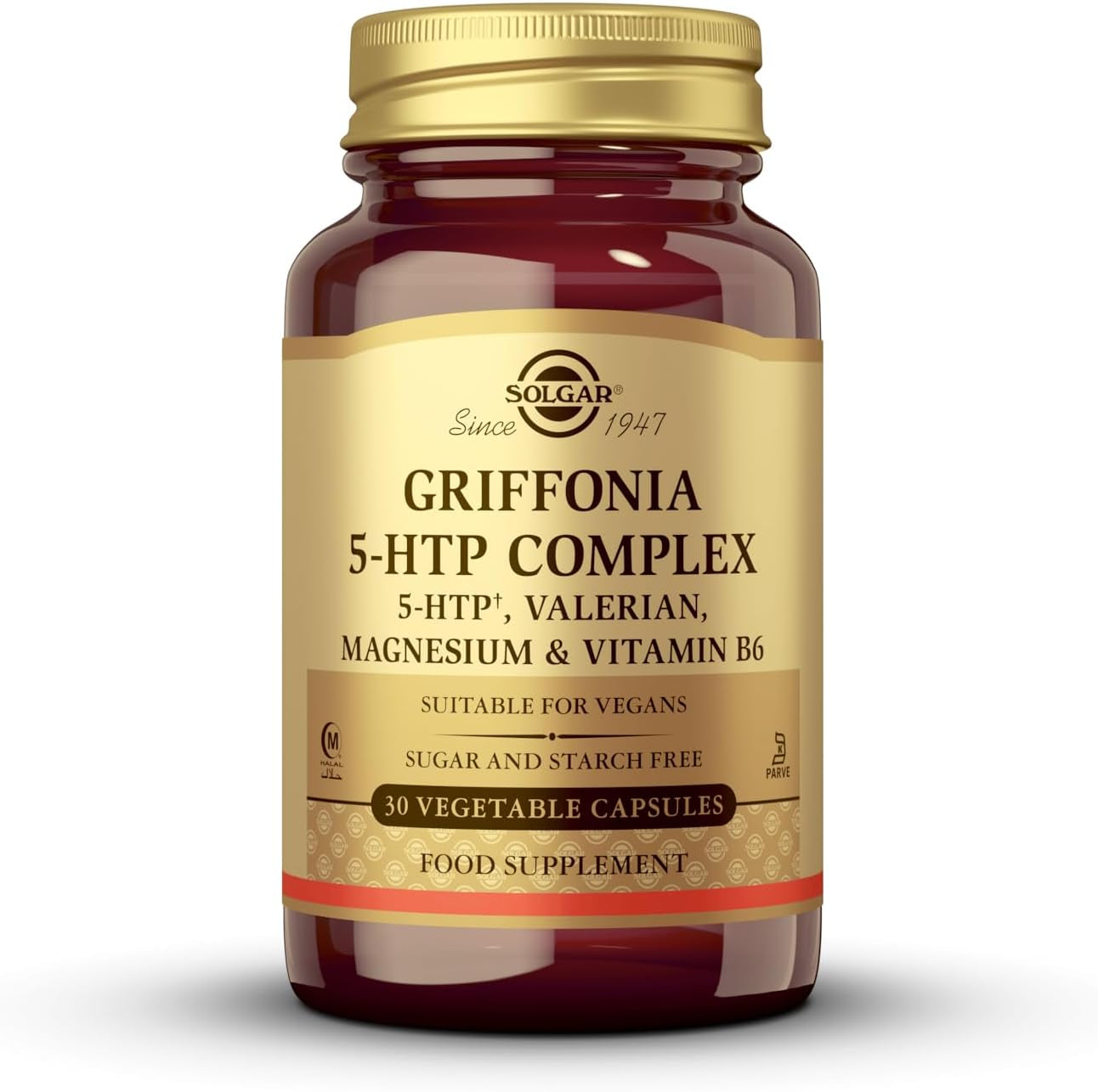 Solgar Griffonia 5-HTP Complex – Sleep and Mood Support with Valerian Root, Magnesium, and Vitamin B6 - Vegan & Gluten Free - Pack of 30