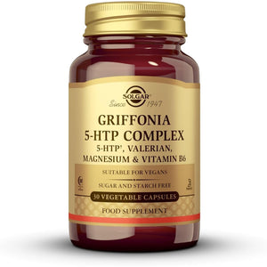 Solgar Griffonia 5-HTP Complex – Sleep and Mood Support with Valerian Root, Magnesium, and Vitamin B6 - Vegan & Gluten Free - Pack of 30