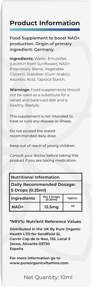 NAD+ Supplement Liposomal - Proven 50% Better Absorption - Patented Cellular Delivery - 40 Day Supply - NAD+ Enhancer - Pure anti Age - Liquid Drops - Swiss Made