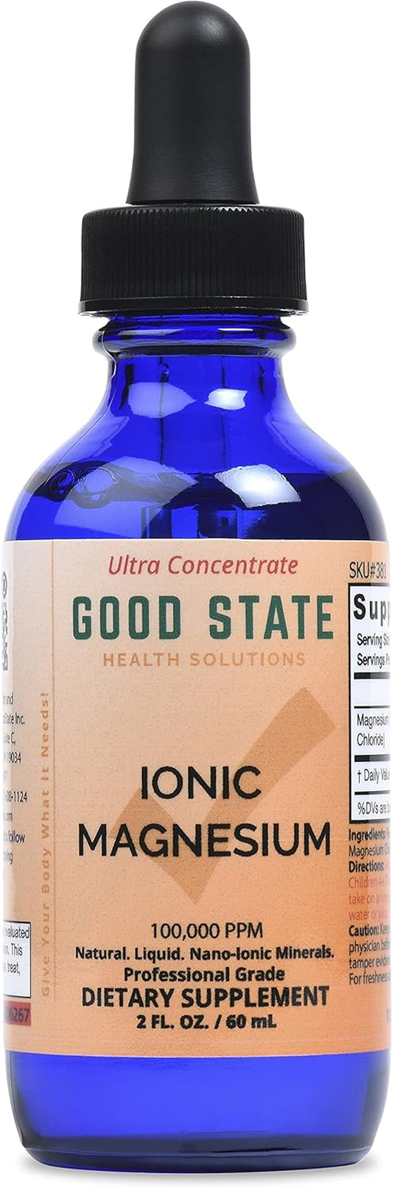 (Glass Bottle) Good State - Liquid Ionic Magnesium Ultra Concentrate (10 Drops Equals 50 Mg) (100 Servings per Bottle)