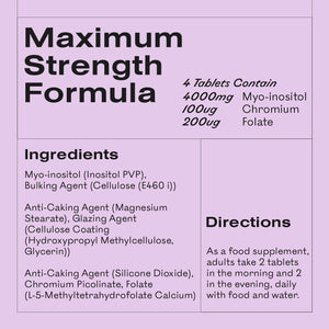 Myoplus - Myo-Inositol PCOS Supplement - 4000Mg Myo-Inositol, 200Ug Folate & 100Ug Chromium Daily Intake - Inositol Tablets - 120 Vegan Tablets - UK Manufactured by Myova