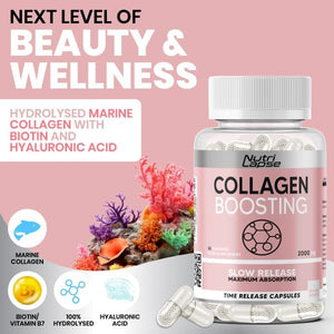 120 Pure Marine Collagen Boosting Advanced Granular Biotechnology Capsules | Type 1 Hydrolysed Marine Collagen with Biotin and Hyaluronic Acid | Slow Release Maximum Absorption.