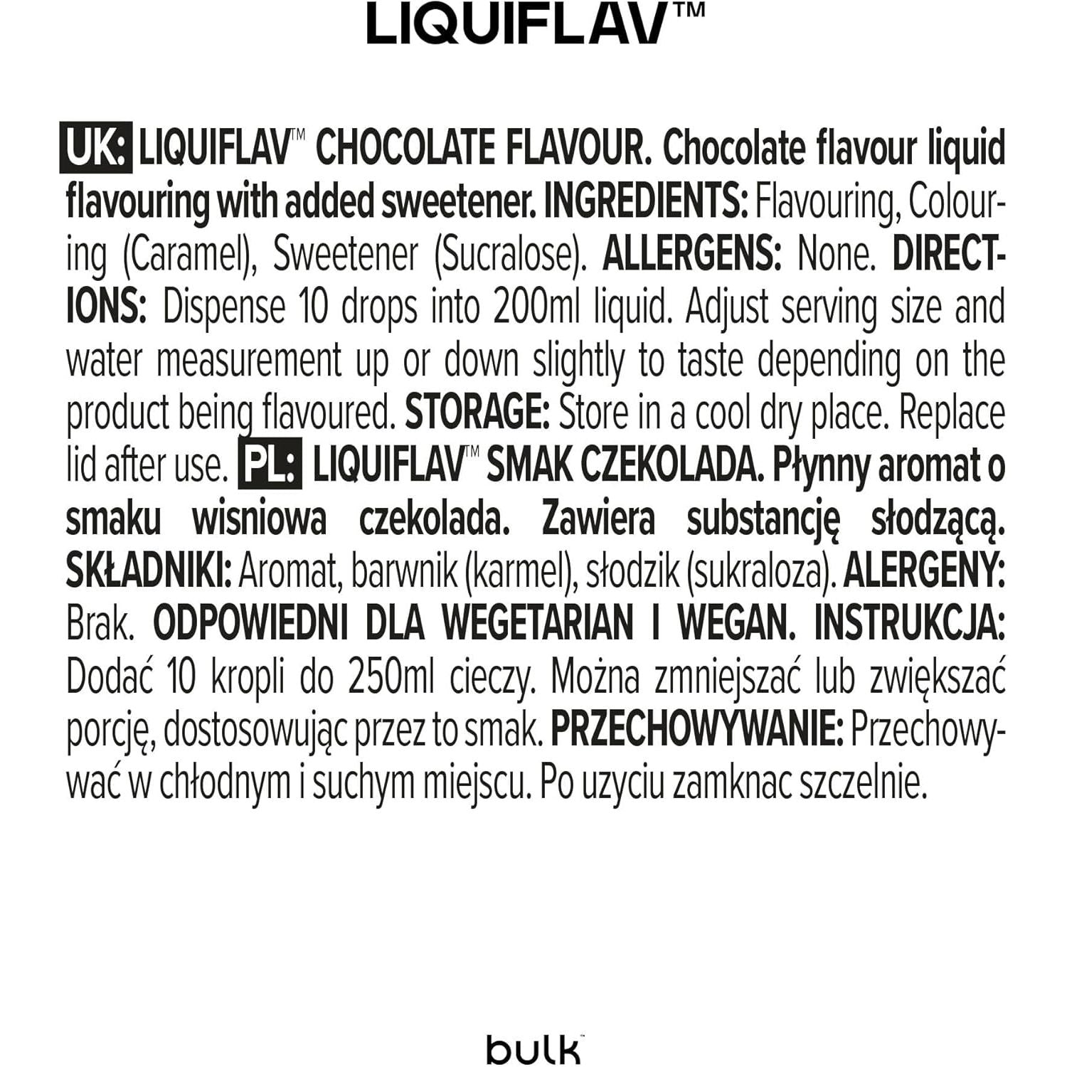 Bulk Liquiflav, Flavour Drops, Chocolate, 50 Ml, Packaging May Vary