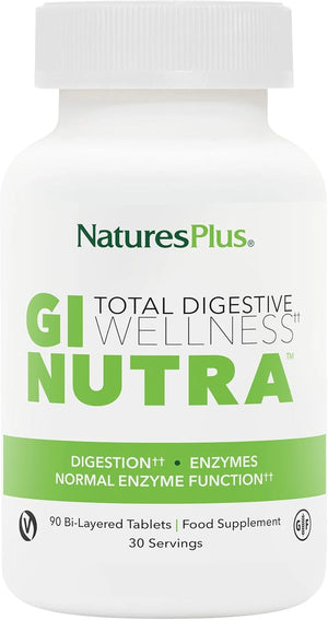 Naturesplus GI Nutra Total Digestive Wellness - Probiotics Supplement with Prebiotics, Digestive Enzymes, Glutamine, Calcium - Gut, Bloating - Vegetarian, Gluten Free - 90 Tablets