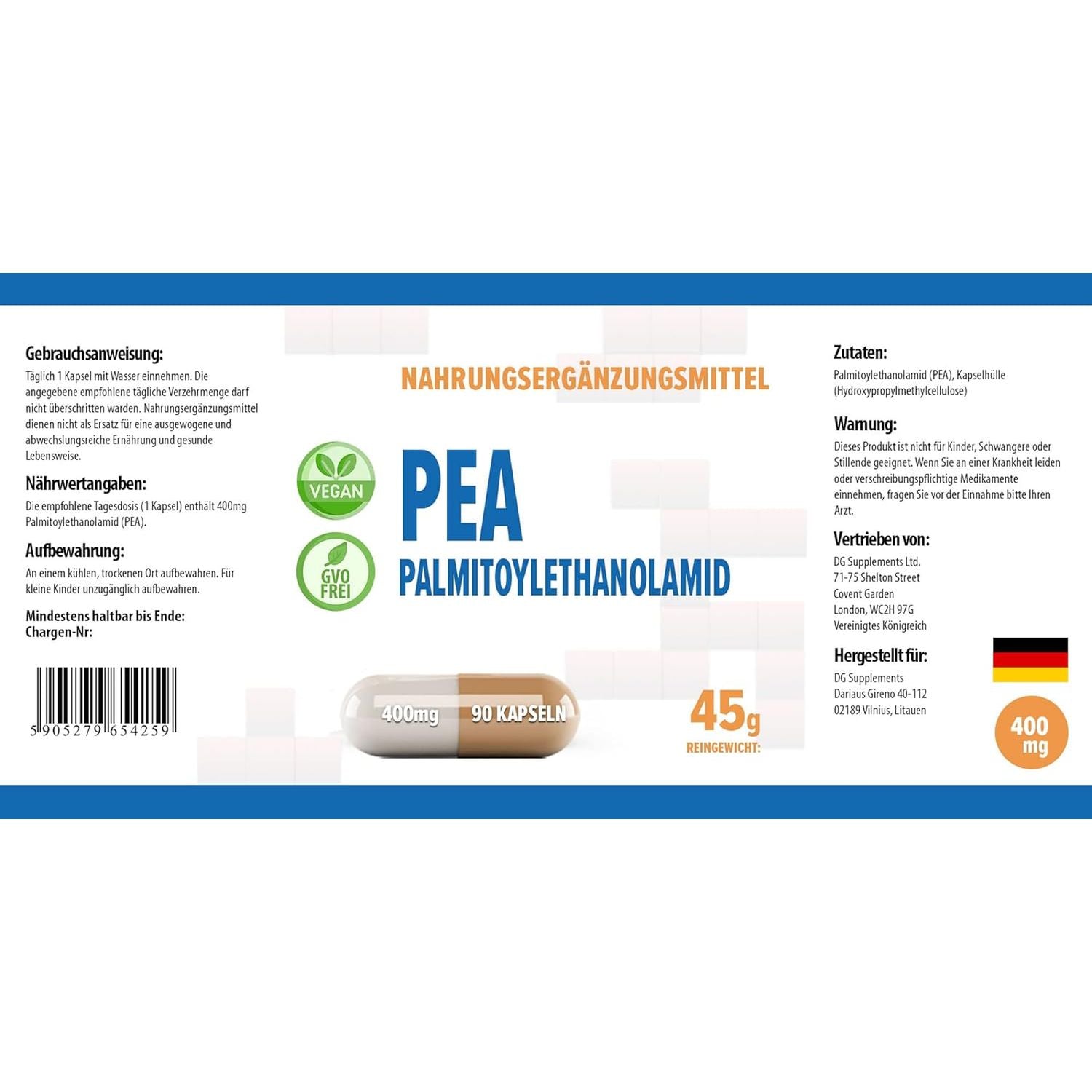Hepatica Palmitoylethanolamide (Pea) 400Mg | 90 Vegan Capsules | High Strength Pain & Inflammation Support | 3Rd Party Lab Tested | Gluten-Free & Non-Gmo
