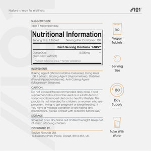 Dong Quai Extract 5000Mg – 180 Vegan Tablets – High Strength 100:1 Angelica Sinensis Extract Supplement – Resealable and Recyclable Pouch by Alpha01