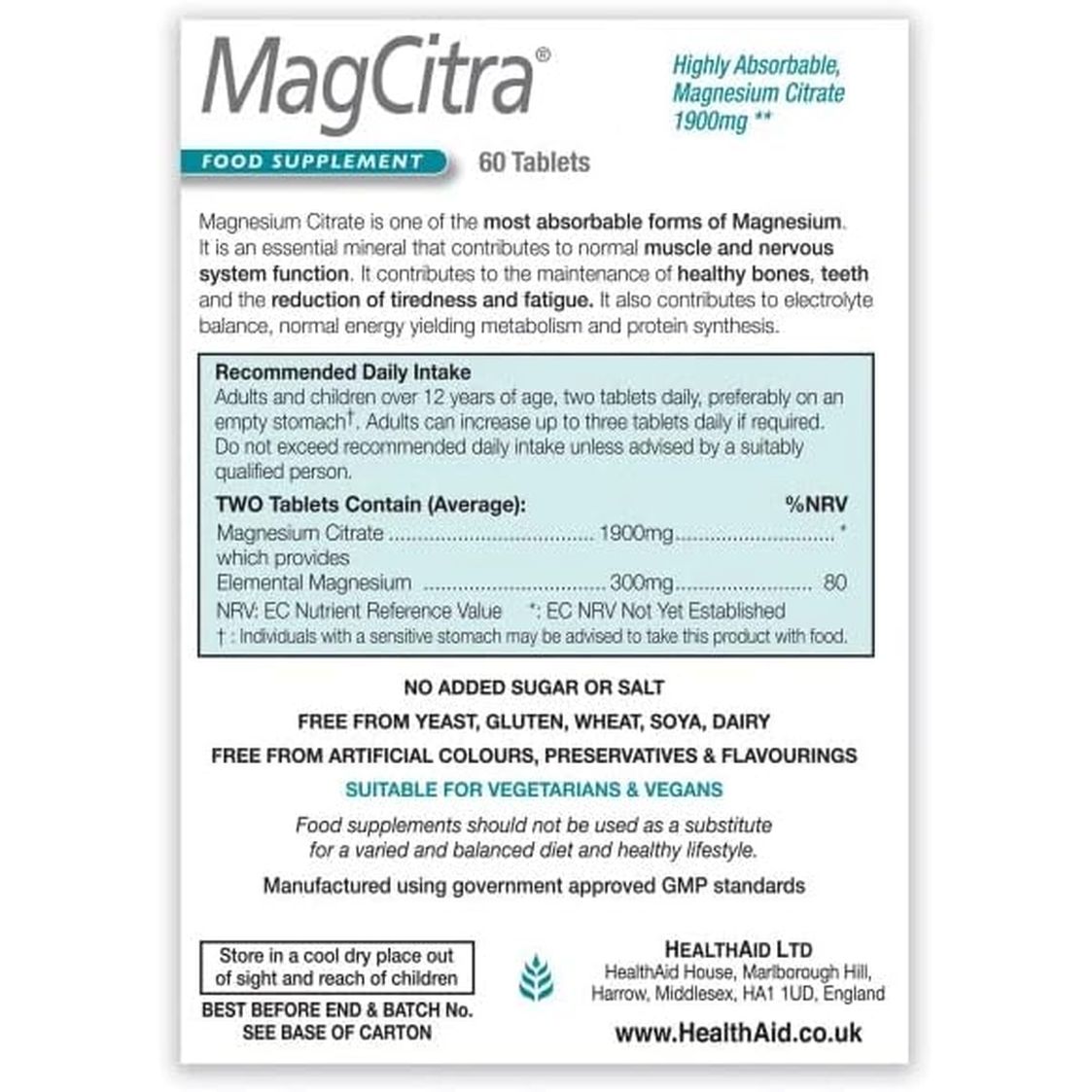 Healthaid Magcitra 60 Tablets