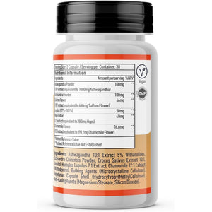 Vedic Ashwagandha-Saffron Calming Complex | 6 Calming Herbs Blend- Ashwagandha Boosted with Saffron, Chamomile, Hops, Inositol & Schisandra Berry | High Strength 2290Mg | Premium, Vegan, 60 Capsules