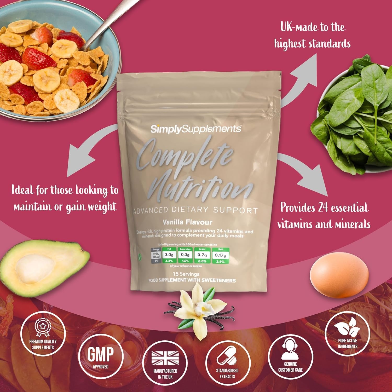 Build up Drink | Ideal for Gaining Weight | Formulated for the Elderly or Recovering from Illness | UK Manufactured (600 G (Pack of 1), Vanilla)