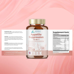 Appetite Suppressants for Women, 13 in 1 Fat Burner 2480Mg Natural Formula with White Kidney Bean Extract, Glucomannan, Apple Cider Vinegar, Vitamins B6 & B12, Green Tea Extract, 120 Capsules