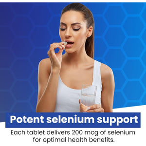 Selenium with Vitamins A, C & E - Promotes Healthy Hair, Skin & Nails - Supports the Immune System - Superior Absorption Formula - Vegan and Gluten Free - 60 Tablets for 2 Months Supply