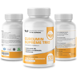 Curcumin Supreme Trio with Curcumin 95% Boswellia Serrata & Bioperine – High-Strength for Joint, Inflammation, and Immune Support – Vegan Capsules – Premium Absorption Formula