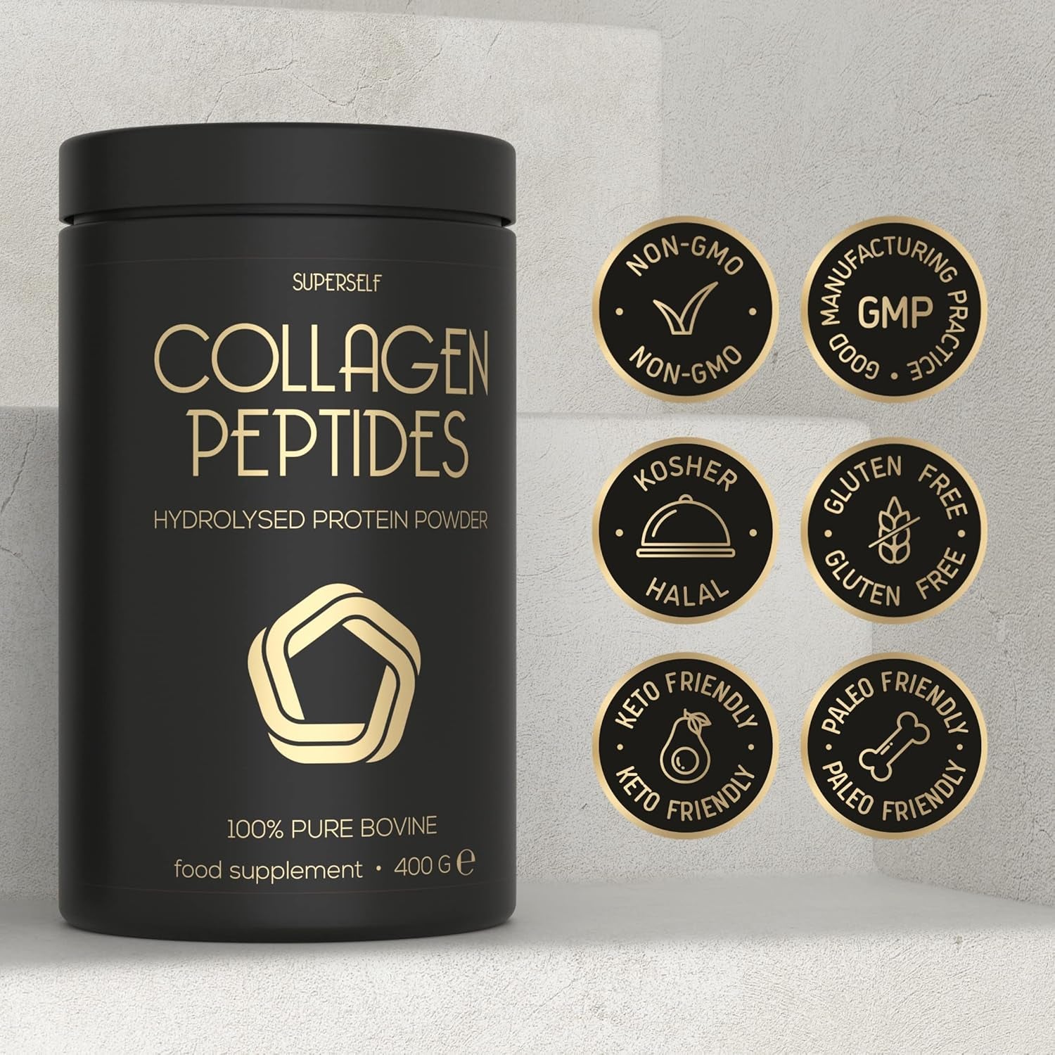 Premium Collagen Powder - Collagen Supplements for Women & Men - Pure Bovine Collagen Peptides 400G - Hydrolysed Collagen Type 1 and 3 for Skin, Hair & Nails - Tasteless, Dissolves Easily, Mixes Well