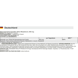 Swanson - Albion Molybdenum | Essential Mineral for Enzyme and Metabolic Support | 400Mcg Capsules - 60 Count