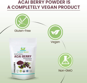 Herbal Magic'S Freeze Dried Acai Berry Powder - Wild-Harvested - Delicious Smoothies, Puddings and Dessert- Free from Fillers & Preservatives-100G (Pack of 1)