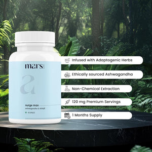 Mars Surgemax Natural Capsules with Shilajit & Safed Musli | Supports Energy, Strength & Immunity | Pack of 1
