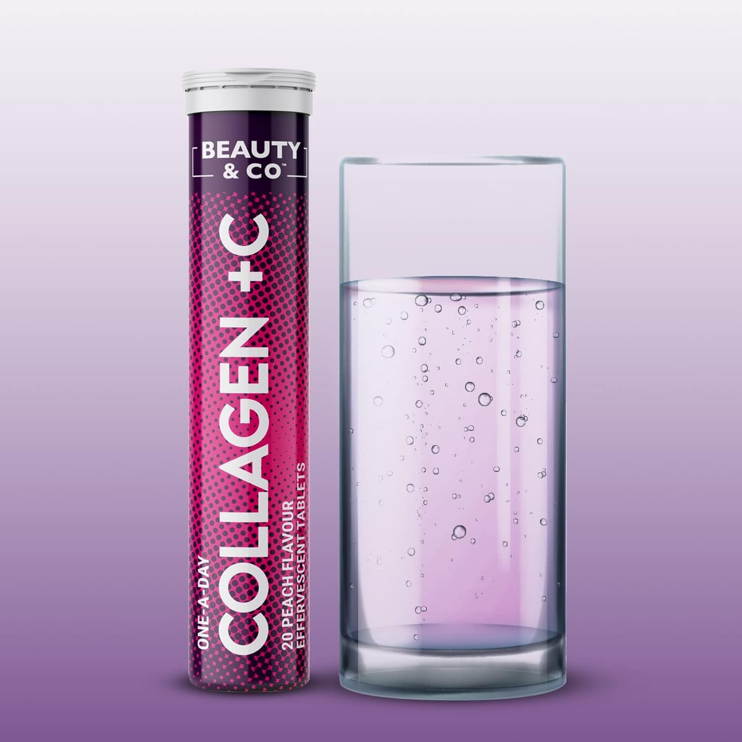 Collagen Effervescent - Marine Collagen & Vitamin C Supplement - 500Mg per Tablet (4 Tubes) Beauty & Co