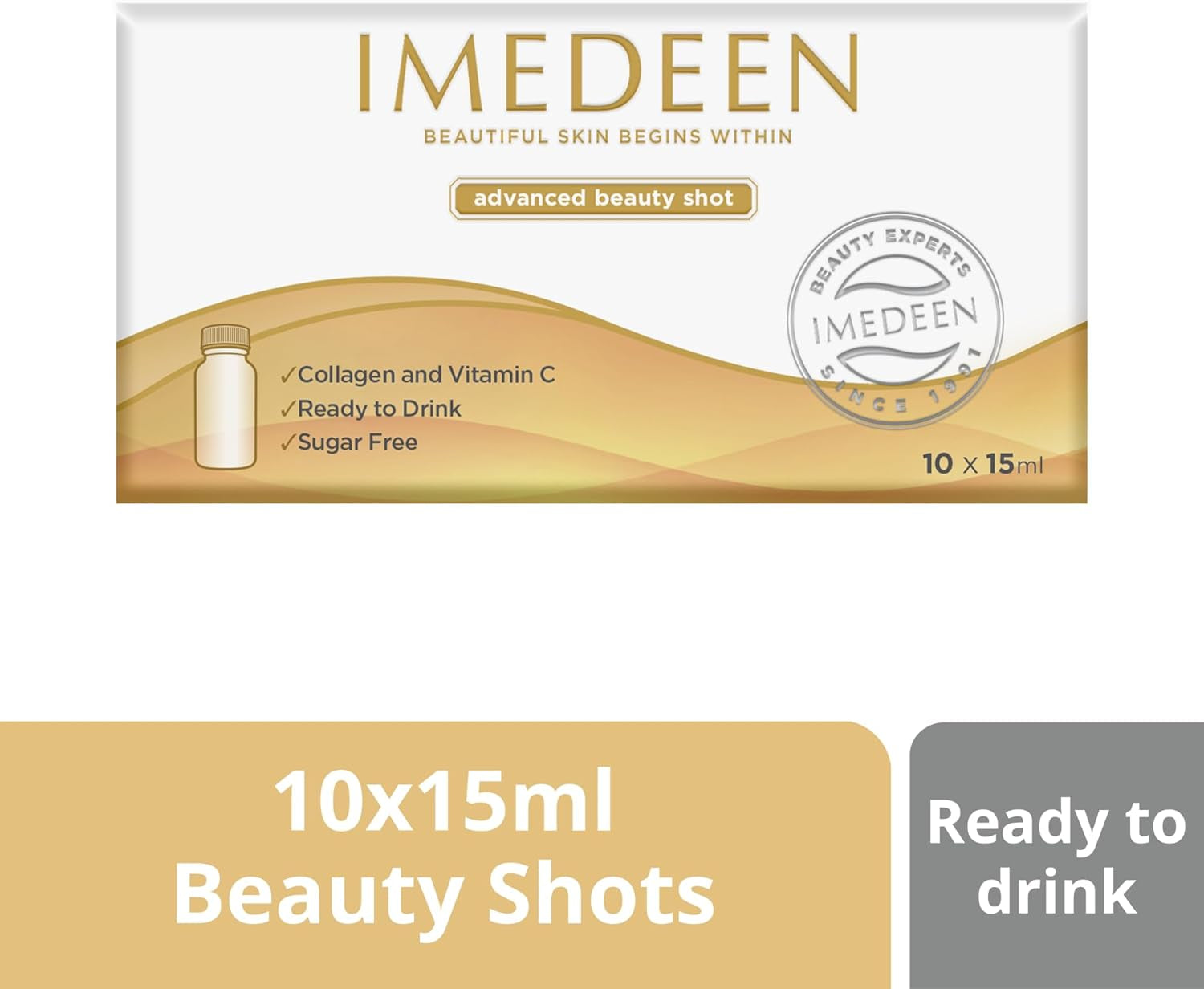 Imedeen Advanced Beauty Collagen Shot - Collagen, Beauty & Skin Supplement - 10 X 15Ml Shots - Contains 2500Mg of Collagen and Vitamin C - Collagen Supplements for Women